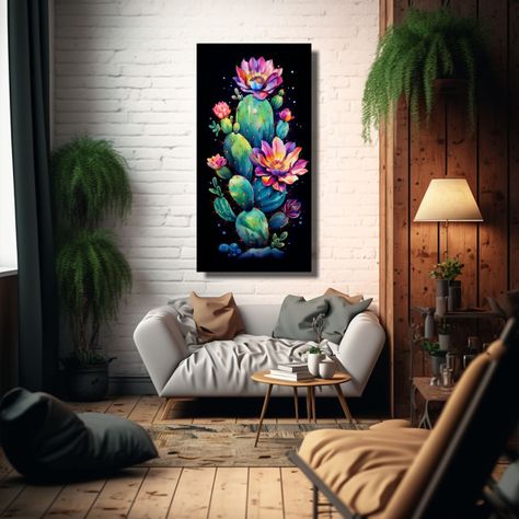 Pinturas Decorativas De Cactus En Colores 20x40cm-2