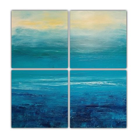 Pintura Abstracta Acrílica Del Mar, Cuatro 60x60 Cm-0
