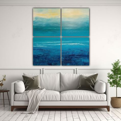 Pintura Abstracta Acrílica Del Mar, Cuatro 60x60 Cm-2