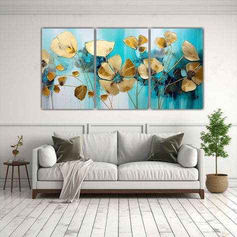 Pinturas Decorativas Para Dormitorio En Turquesa 120x60 Cm-2