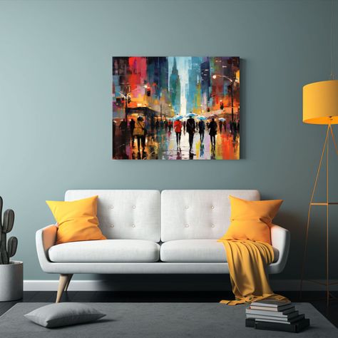 Pintura Relieve Creativa De La Bulliciosa Calle De La Ciudad 75x50cm-2