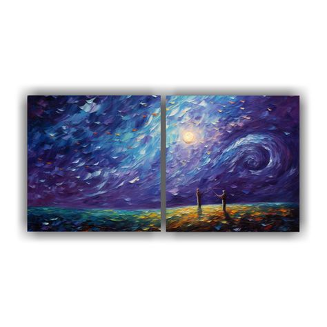 Cuadros Inspirador Estrellada Noche De Un Hombre 100x50 Cm-0