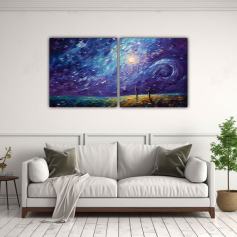 Cuadros Inspirador Estrellada Noche De Un Hombre 100x50 Cm-2