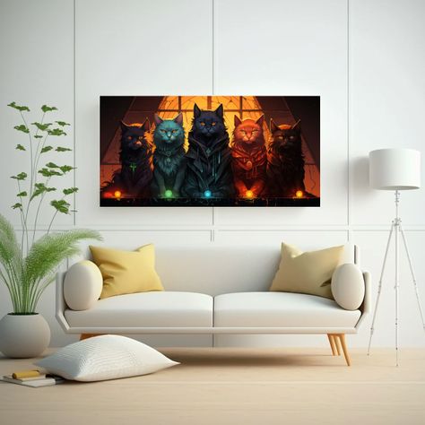 Pinturas Decorativas De Gatos En Un Patrón 100x50cm-2