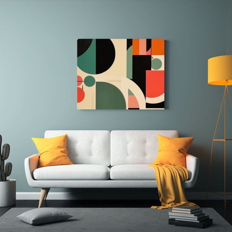 Decoración Abstracta Geométrica Grabado En Madera Seda Pat 60x40cm-2