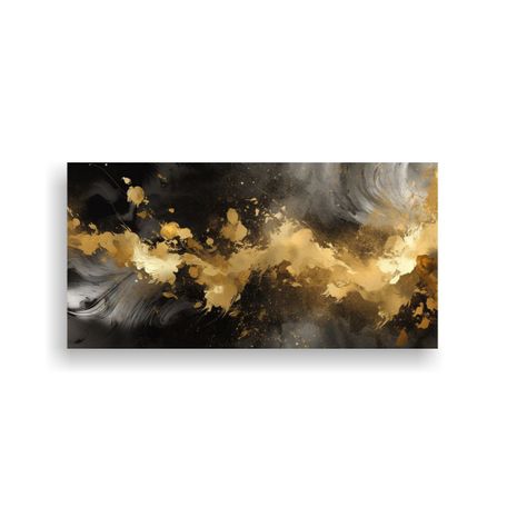 Pintura Digital Abstracta Negro Y Dorado, Líneas 160x80cm-0