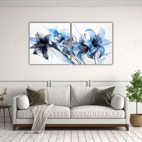 Set 2 Lienzos Modernos: Pintura Abstracta 140x70 Cm-2