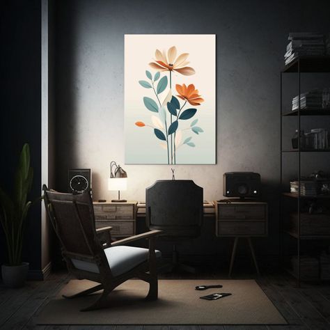 Pintura Floral Bohemia En Colores Pastel, 50x75cm-2