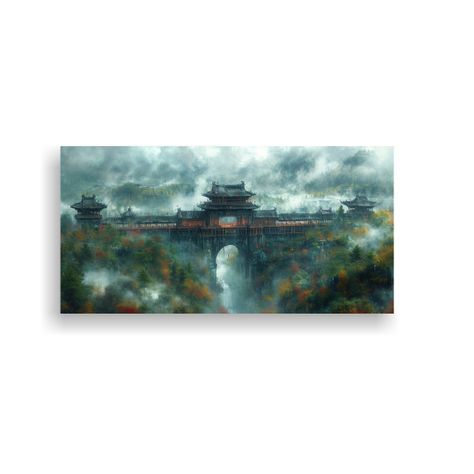Cuadro De Castillo Antiguo Rodeado De Naturaleza 100x50cm-0
