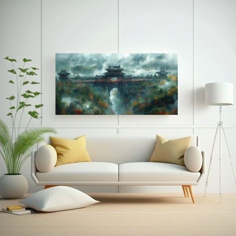 Cuadro De Castillo Antiguo Rodeado De Naturaleza 100x50cm-2