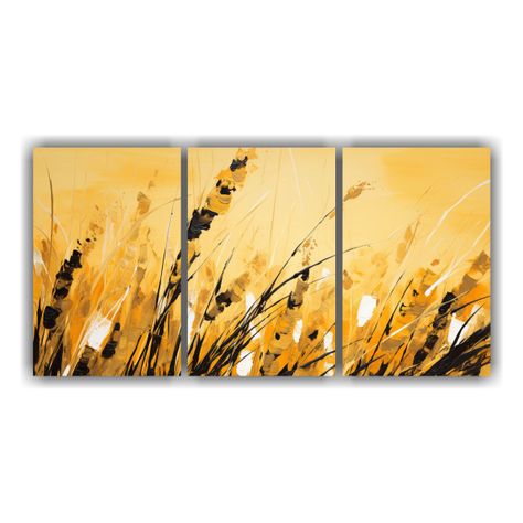 Cuadros Modernos Equilibrio Visual Junco Amarillo 150x75 Cm-0