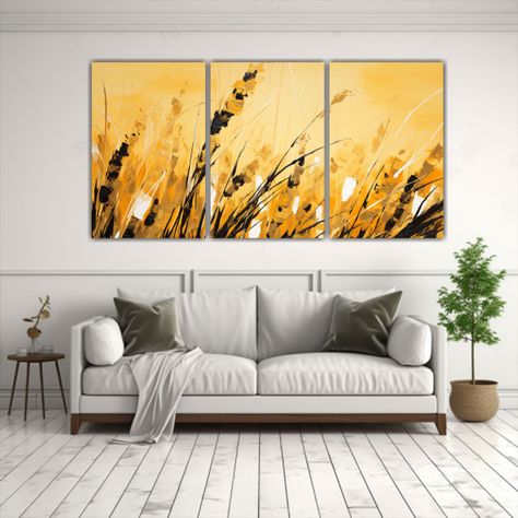 Cuadros Modernos Equilibrio Visual Junco Amarillo 150x75 Cm-2