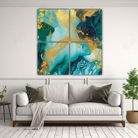 Pinturas Abstractas Ambiente En Turquesa 200x200 Cm-2