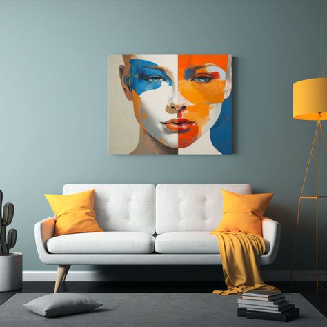 Pintura Abstracta Exuberante De Rostro Femenino 60x40cm-2
