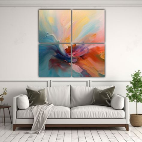 4 Cuadros Decorativos Pintura Al Estilo Óleo 100x100 Cm-2