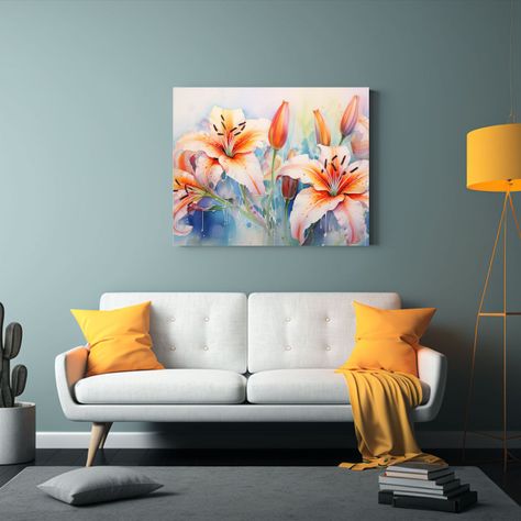 Pintura Abstracta De Lirios Vibrantes En Acuarela 65x50cm-2