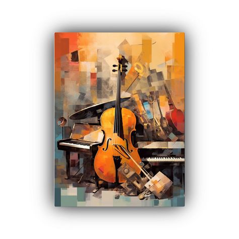 Cuadro De Tela Moderno Con Una Variedad De Instrumentos Musi 30x40cm-0