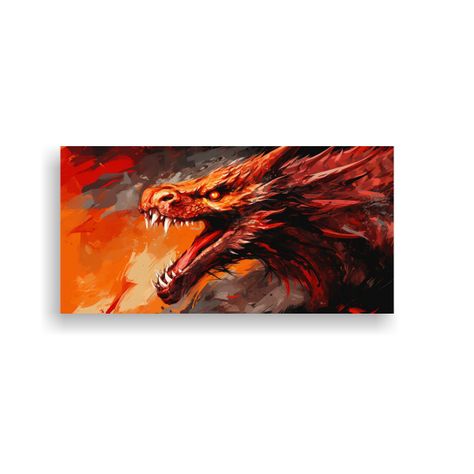 Cuadro Baño: Dragón En Rojo Y Naranja, Atmosfera 60x30cm-0