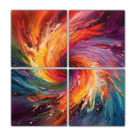 Cuatro Cuadros Alta Calidad Pintura Decorativa 160x160 Cm-0