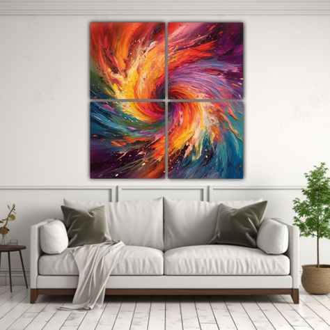 Cuatro Cuadros Alta Calidad Pintura Decorativa 160x160 Cm-2