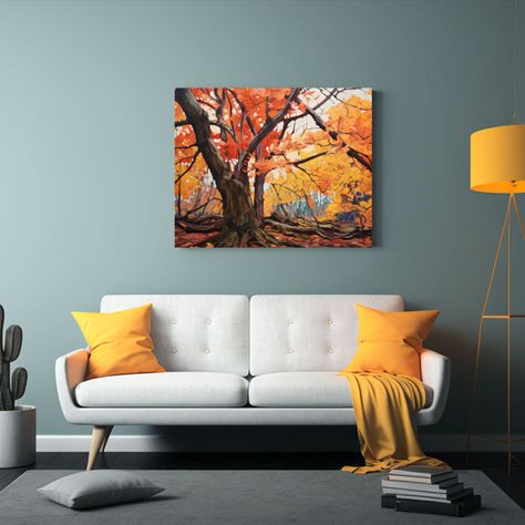 Lienzo De Tela Patrón Intenso Árboles De Arce 60x40cm-2