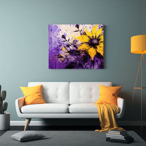 Cuadros Decorativos Amarillo Y Morado Para Salón Con Atmós 50x40cm-2