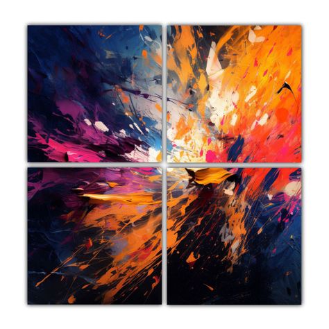 Pintura Polémica Con Profundidad: Cuatro Lienzos 80x80 Cm-0