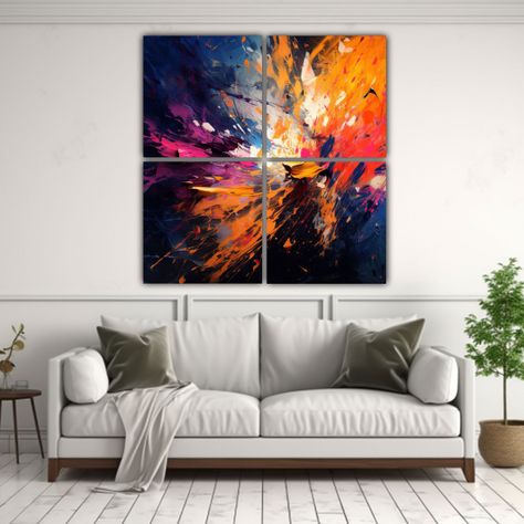 Pintura Polémica Con Profundidad: Cuatro Lienzos 80x80 Cm-2