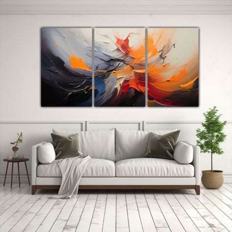 Pinturas Abstractas De Lienzo Set 3 Intensidad 150x75 Cm-2