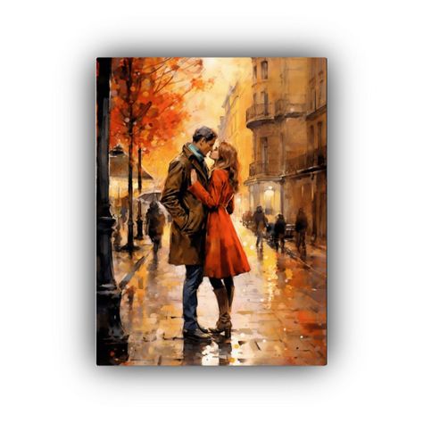 Cuadro Decorativo Romance En La Calle De París 20x30cm-0