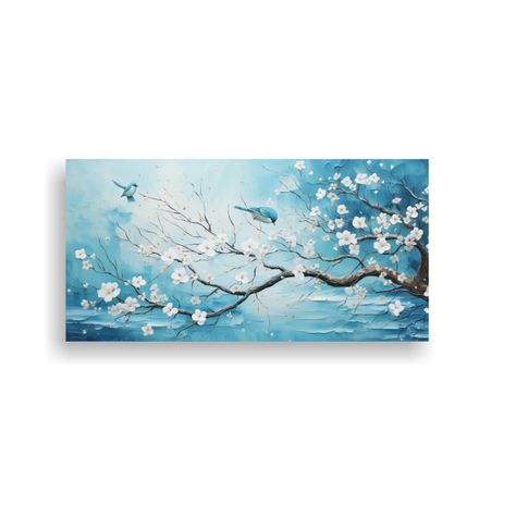 Pintura Abstracta De Un árbol En Colores Blanco 100x50cm-0