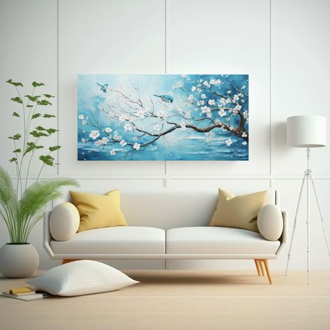 Pintura Abstracta De Un árbol En Colores Blanco 100x50cm-2