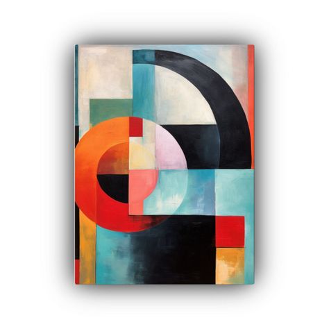 Pintura Abstracta Con Formas Geométricas Para Decoración I 30x45cm-0