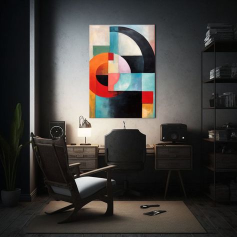 Pintura Abstracta Con Formas Geométricas Para Decoración I 30x45cm-2