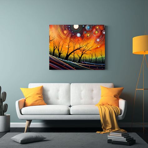 Pintura Aborigen Australiana De Estrellas Y El Equilibrio C 65x50cm-1