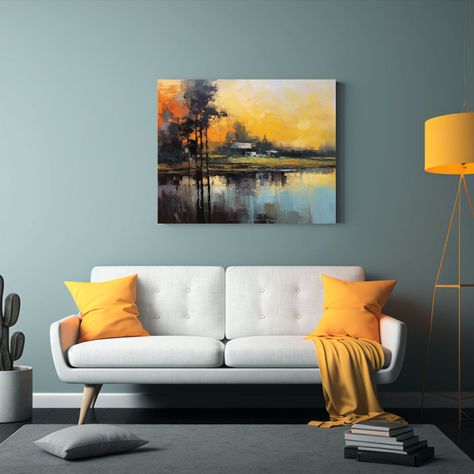 Cuadro Tela Vintage Paisaje Expresionista 65x50cm-2
