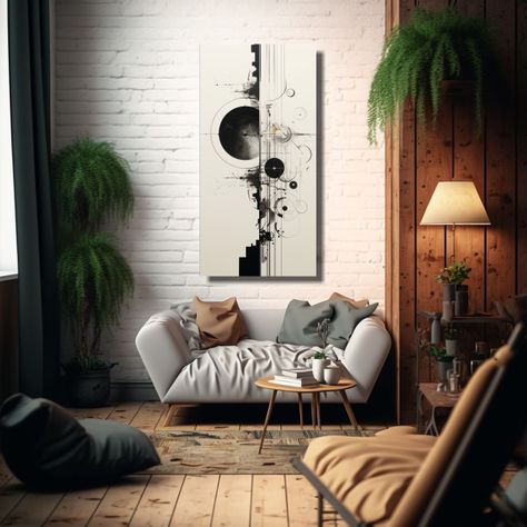 Cuadro Dibujo Linda Alto Contraste Monocromo 60x120cm-2