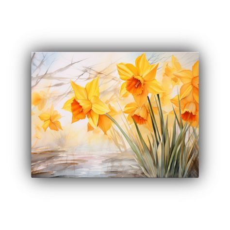 Cuadro Impreso Armonía Flores Narcisos Colores 40x30cm-0
