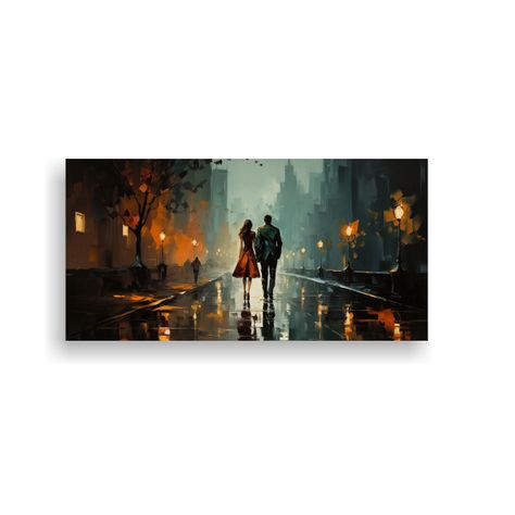 Cuadro De Personas Caminando Bajo La Lluvia 120x60cm-0