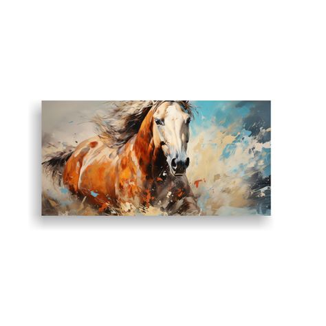 Cuadro Moderno Para Comedor: Caballo De Color En E 60x30cm-0