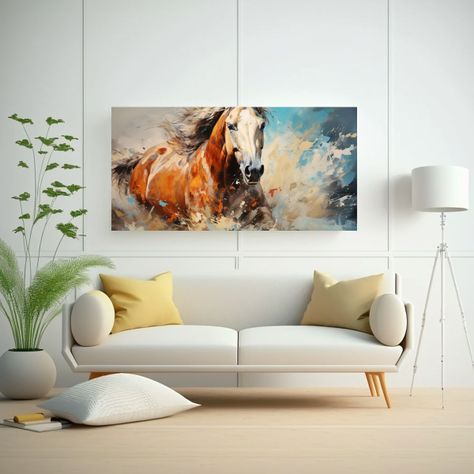 Cuadro Moderno Para Comedor: Caballo De Color En E 60x30cm-2