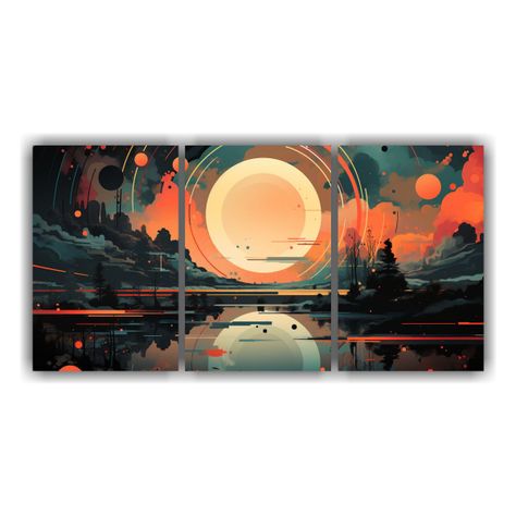 Mural Arte Con Círculo En Colores Planos 120x60 Cm-0
