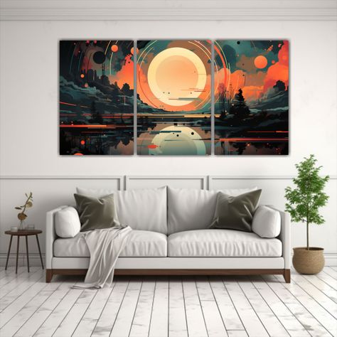 Mural Arte Con Círculo En Colores Planos 120x60 Cm-2