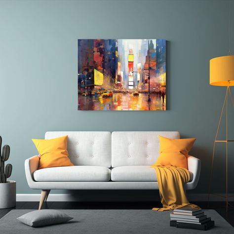 Pintura Lienzo Textura Estilo Cruz Procesado Ciudad. 50x40cm-2