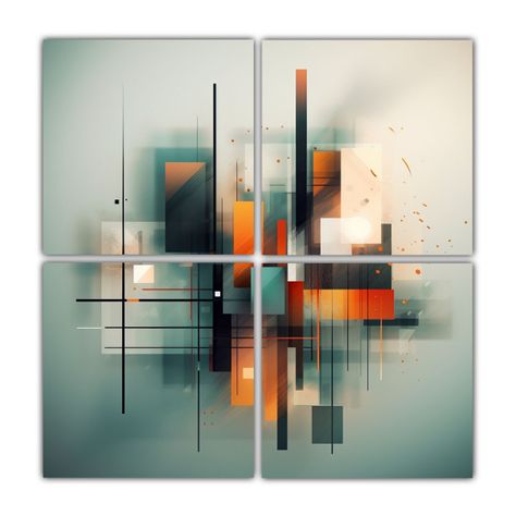 Pinturas Abstractas De Diseño Cyborg En Colores 40x40 Cm-0