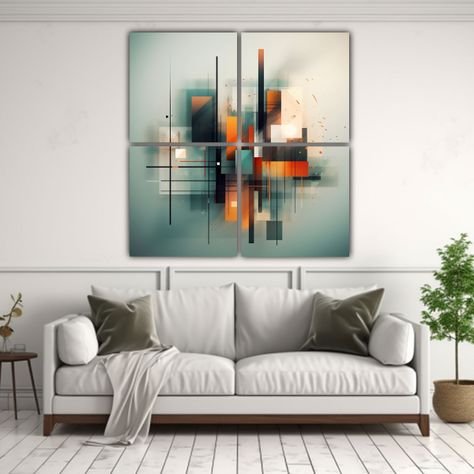 Pinturas Abstractas De Diseño Cyborg En Colores 40x40 Cm-2