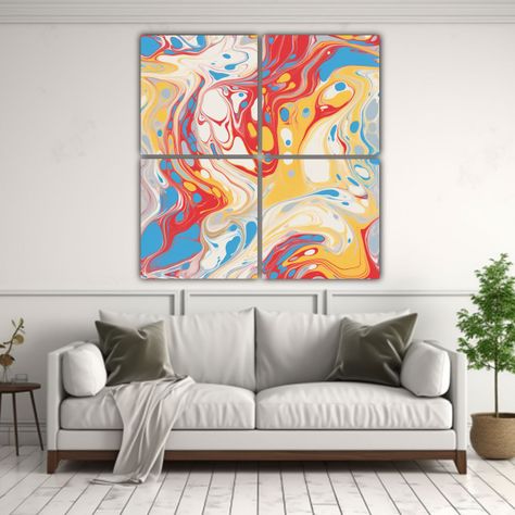 Cuadros De Madera Mármol Texturizado Decoración 140x140 Cm-2