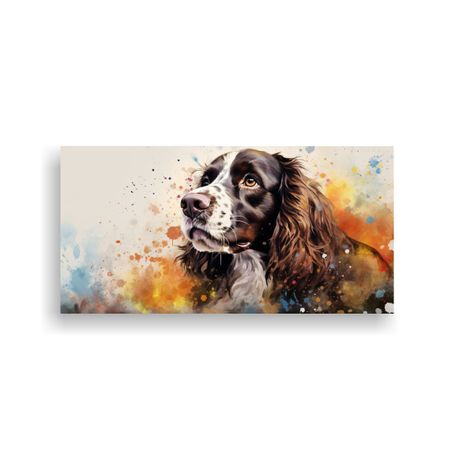 Pintura Alegre De Spaniel En Acuarelas Coloridas 120x60cm-0
