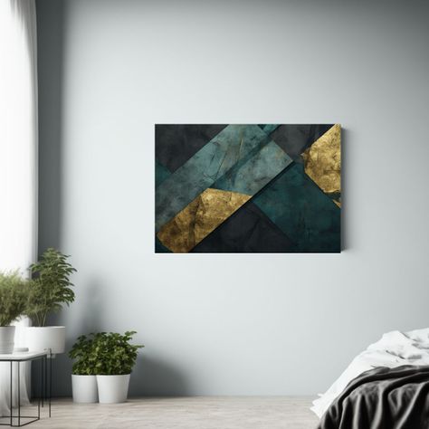 Cuadro Surrealista Horizontal Nostálgico En Verde Oscuro, G 50x40cm-2
