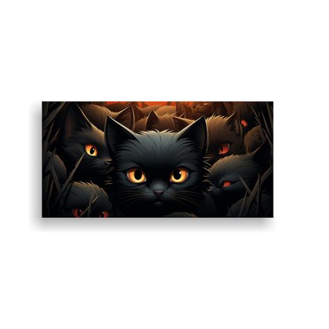 Lienzo Decorativo Con Patrón Simétrico De Gato 140x70cm-0
